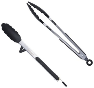 sossai® Grillzange Edelstahl/Silikon Grill & Küchenzange 30 und 40 cm, inkl. Standfüße