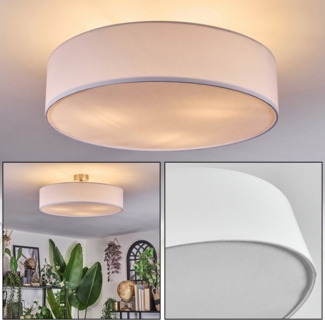 hofstein Deckenleuchte Deckenlampe aus Metall/Stoff/Kunststoff in Nickel-matt/Weiß, Deckenleuchte im modernen Design, Ø 50 cm, E27