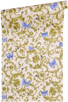 Versace Designer Barock Vliestapete Butterfly Barocco 343256 Rosa / Blau / Gold - Design Tapete - Luxus Qualität