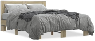 vidaXL Bettgestell Sonoma-Eiche 135x190 cm Holzwerkstoff und Metall 3280123