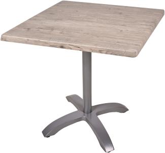 Bistrotisch Set Washington Pine 80cm Tischgestell Alu silber matt Garten Tisch