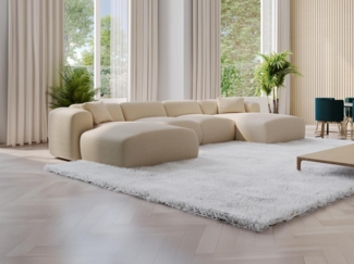 Vente-unique - Große Wohnlandschaft - Strukturstoff - Beige - POGNI von Maison Céphy