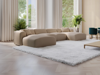 Vente-unique - Große Wohnlandschaft - Samt-Stoff - Beige - POGNI von Maison Céphy