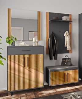 Garderoben-Set >Joe< (4-teilig) in Eiche / anthrazit - 165 x 197 x 40 (BxHxT)