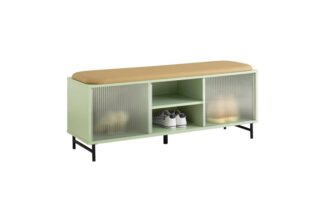 Schuhbank mit Sitzfläche und Schiebetüren MDF Glas Grün FSR115-GR