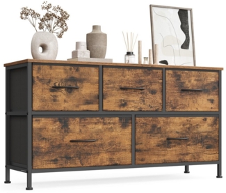 SONGMICS Kommode, Schrank, 7 Stoffschubladen, für Schlafzimmer, Flur, Wohnzimmer, braun-schwarz