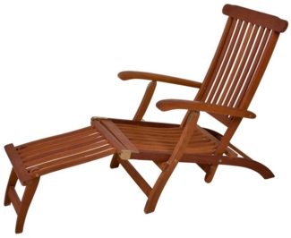 Spetebo Gartenliege Eukalyptus Deckchair mehrfach verstellbar - 163 x 56 cm, Stück, 1 St, Sonnenliege, Holz Gartenliege mit Fußteil klappbar
