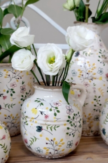 Annimuck Tischvase Chic Antique Cavaillon Flasche m. Blumenmotiv H13/D13 cm creme (1 St)