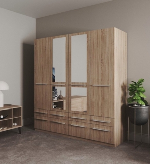 priess Kleiderschrank Schrank Garderobe Wäscheschrank Barcelona in 5 Breiten viel Stauraum, geräumige Schubkästen, mit Spiegel, MADE IN GERMANY