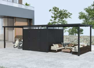 Metall Gerätehaus Style 7,56 m² Spar-Set-3 Anthrazit