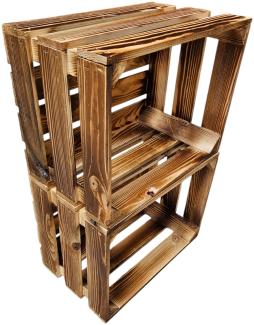 Holzkiste 40 x 30 x 25 cm 2er SET Geflammt