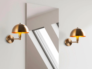 Vente-unique - Set 2 Wandleuchten Pilzform – Metall mit Messing-Optik – H 29 x D 20 cm – ELDO