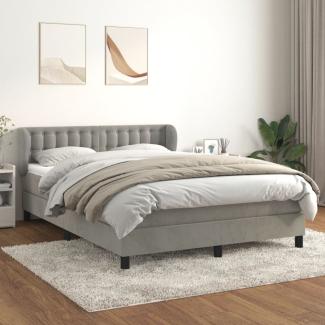 Doppelbett, Polsterbett mit Matratze Samt Hellgrau 140x200 cm