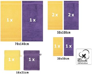 Betz Handtuch Set 10-TLG. Premium Farbe Gelb & Lila, 100% Baumwolle (Set, 10-St)