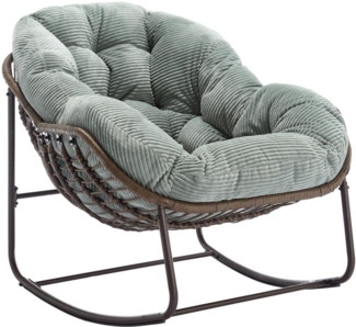 LVHOM Schaukelstuhl mit gepolstertem Kissen, Rattanstuhl mit Stahlrahmen, Lounge Sessel (Großformat B110.5cm x T94.5cm x H80cm,Dicke Kissen,160kg Tragfähigkeit, MEHRE FARBEN MEHRE OPTIONEN! Schaukelsessel umhüllendem Sitzgefühl & hoher Armlehne, 1 St),...
