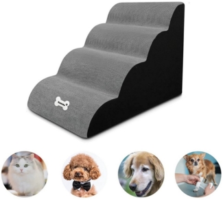 MODFU Hunderampe 3-Stufig Hundetreppe Haustiertreppe Hunde Treppe Katzentreppe (mit Abnehmbarem Waschbarem Kordstoff Bezug und Rutschfestem Boden, 1-St, Haustiertreppen Treppen für Kleine Hunde Haustier 60x40x40cm), für Bett und Sofa mit Hochdichtem Sc...