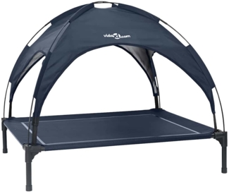 vidaXL erhöhtes Hundebett mit abnehmbarem Dach Marineblau L Stahl 42008199