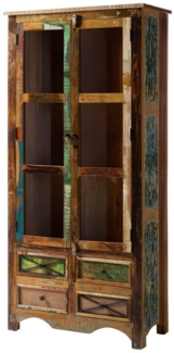 Massivmoebel24 Standvitrine (Vitrine Altholz 90x40x190 mehrfarbig lackiert NATURE OF SPIRIT #138) Vitrine Altholz 90x40x190 mehrfarbig lackiert NATURE OF SPIRIT #138