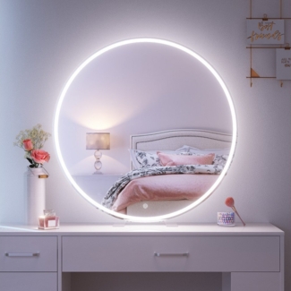 SONNI Schminkspiegel 80cm LED Spiegel 3 Farben dimmbar, Touch + Steckdose – Wand/Tisch
