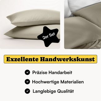 Seralino Seitenschläferkissenbezug Mako Satin Kissenbezug (100% Bio Baumwolle) weich, hautfreundlich, (2 Stück), Fairtrade/ GOTS zertifizierte uni Kissenhülle mit Reißverschluss
