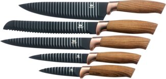 KING Messer-Set Essential (Set, 5-tlg, 5x Messer 20cm, 20cm, 12.5cm 20cm, 8.5cm), Wellenschliff, Griffe in Holzoptik, im Geschenk-Etui