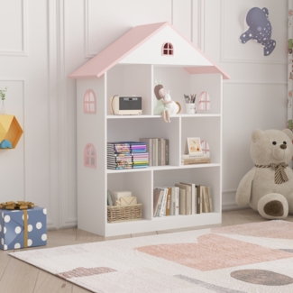 Kinderregal Vipsali 107x83x30 cm Weiß/Rosa [en. casa]