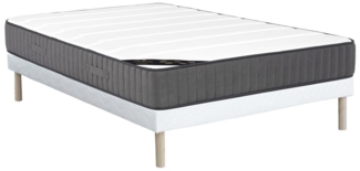 Vente-unique - Taschenfederkernmatratze-Bettgestell-Set - 140 x 190 cm - Hybridmatratze - 7 Zonen - Hochelastischer Kaltschaum - Stärke 26 cm - AUDACE von PALACIO