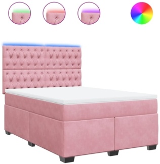 vidaXL Boxspringbett mit Matratze Rosa 140x190 cm Samt 3293217