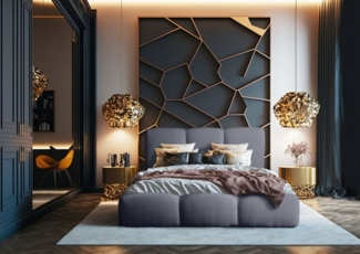 Polsterbett Doppelbett GRACIA 180x200cm Komplettset Stoff Tender Way Blau