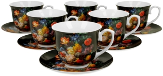 DUO FLORAL 6er-Set Tassen 220 ml BOUQUET mit Untertassen, New Bone China Porzellan