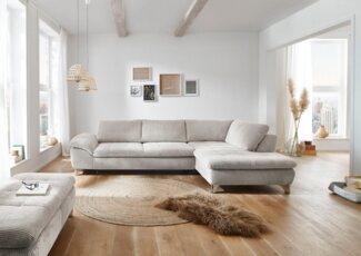 Die PlanBar Ecksofa MP-IN14007 L-Form, wahlweise mit Bettfunktion und verstellbaren Kopfstützen, in Cord