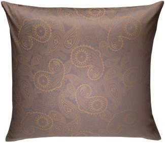 Bettwaesche-mit-Stil Mako-Satin Damast Paisley Bettwäsche "Davos" gold braun - grau Kissenbezug 80x80 cm