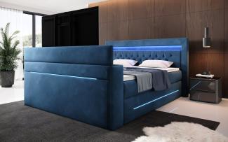 Boxspringbett Pluto mit TV Lift, RGB und Stauraum 160x200 Blau H3