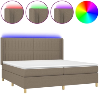 vidaXL Boxspringbett mit Matratze & LED Taupe 200x200 cm Stoff, Härtegrad: H2 [3139065]