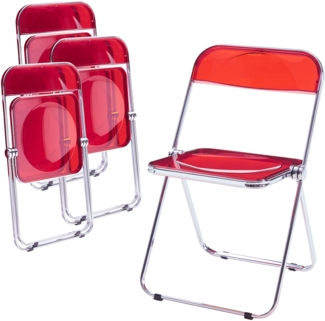Klappstuhl Pornainen 4er Set Rot, transparent [en. casa]