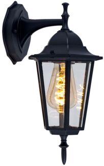 LED Außenwandlampe, Laterne, schwarz, H 36 cm