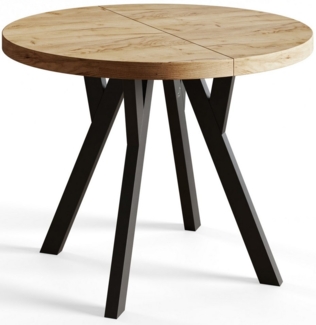 Alpi-Möbel Esstisch Wohnzimmertisch - Ausziehbarer runder Tisch 80-120 cm - Craft Eiche, Ausziehbar, 1 x Einsatz 50 cm