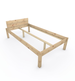 Pfostenbett "metallarm" Zirbe Holzbett "Daybett" 120 x 220cm 48cm Einzelbett