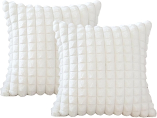 ibettertec Kissenbezug Plüsch Kissenbezüge 1er Set 45x45cm,Flauschig Deko Kissenbezug, Weich Gestreift Kunstpelz Kissenhülle Dekokissen für Wohnzimmer Sofa