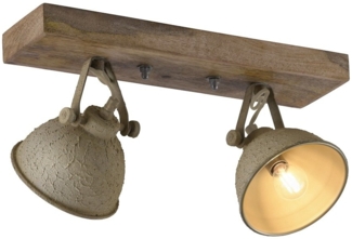JUST LIGHT 11982-39 Wand- und Deckenleuchte Samia 2-flammig E14 Beige Mangoholz