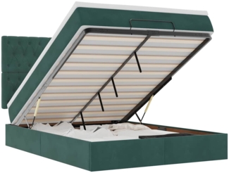 vidaXL Ottoman-Bett mit Matratzen & LEDs Dunkelgrün 140x190 cm Samt 3314393