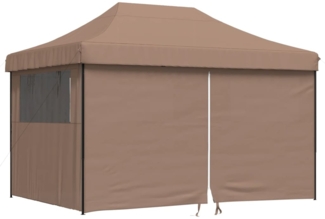 vidaXL Pop-Up Partyzelt, faltbar, Stahl / PE, Braun, mit 4 Seitenteilen, 315 x 410 x 279 cm
