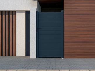 Vente-unique - Gartentor Flügeltor - 103 x 181 cm - voll - Aluminium - Anthrazit - NAZARIO