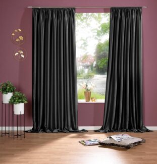 DecoHome24 Vorhang nach Maß Blackout Satin, Kräuselband (1 St), blickdicht