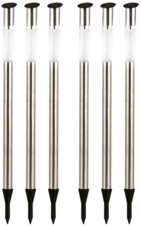 6er Set Solar-Steckleuchte, Edelstahl, H 70 cm