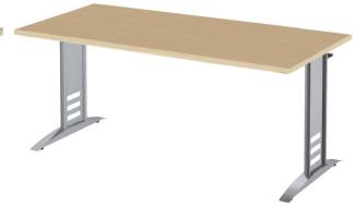 Schreibtisch Tec-Art, 160x80x68-82cm, C-Fuß Gestell, Buche / Silber