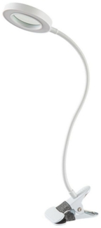 PRIISF LED Tischleuchte Lupenlampe Lupe mit Licht Ständer Lupenleuchte Schreibtischlampe USB, LED fest integriert, Warmes Licht, Warmweißes Licht, Weißes Licht, Lupenbrille 5X, 9W 48 LED mit Klemme Flexibilität Mobilität