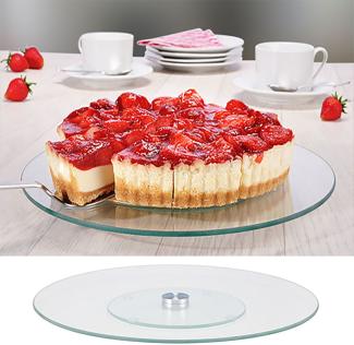 Drehbare Kuchenplatte Tortenständer Servierplatte Ø30xH2cm Glas