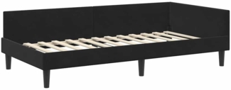 vidaXL Eckbettgestell mit Kopfteil Schwarz 90 cm x 190 cm Stoff 42016149