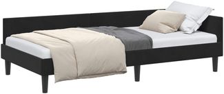 vidaXL Eckbettgestell Schwarz 90 cm x 190 cm SamtundSperrholz 42016149